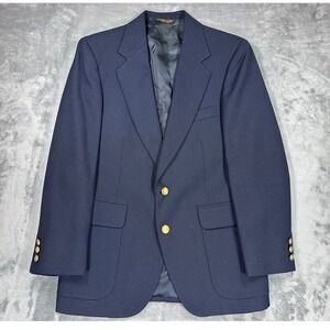 Adams Row Mens Navy Blue Blazer Gold Crest Buttons Vintage USA Made 40 Short